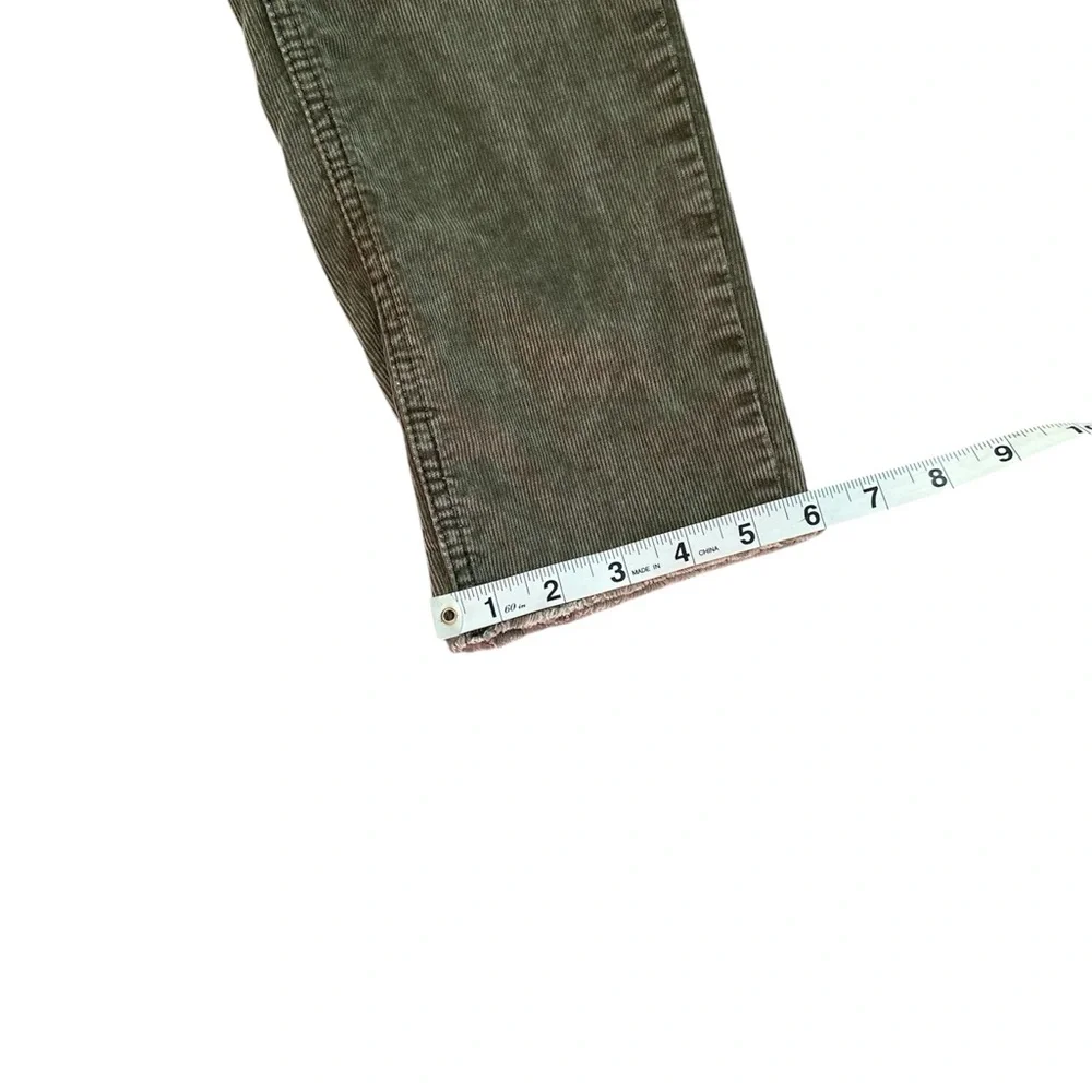 Free People Olive Green Cord Cropped Raw Hem Straight Jeans‎ Size 27